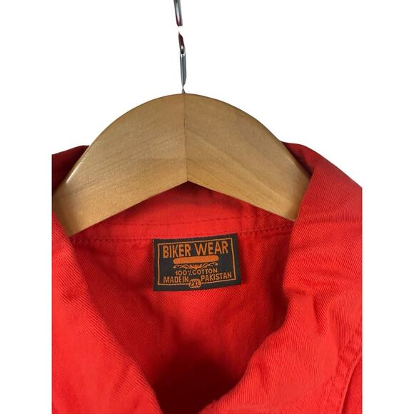 Sturgis 2014 Red Button Up Tie Front Sleeveless Shirt Graphic Biker Womens 2XL - Picture 3 of 6